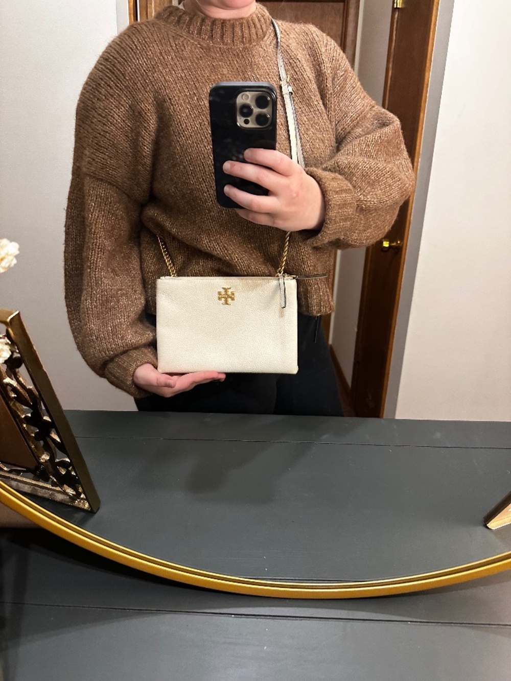 Tory Burch Small Kira Pebbled Leather Top-Zip Crossbody